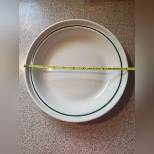 Longaberger Pottery Woven Traditions White Green Grandma Bonnie 10inch Pie Plate